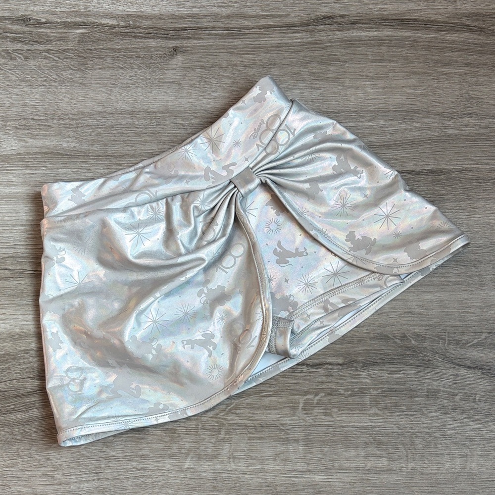 Disney 100th year celebration girls metallic silver skort